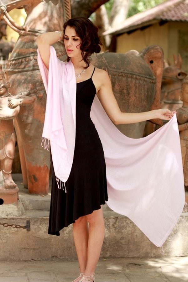 Alternate image for Fair Trade Pale Pink 100 Silk Shawl Wrap India Rose Blush