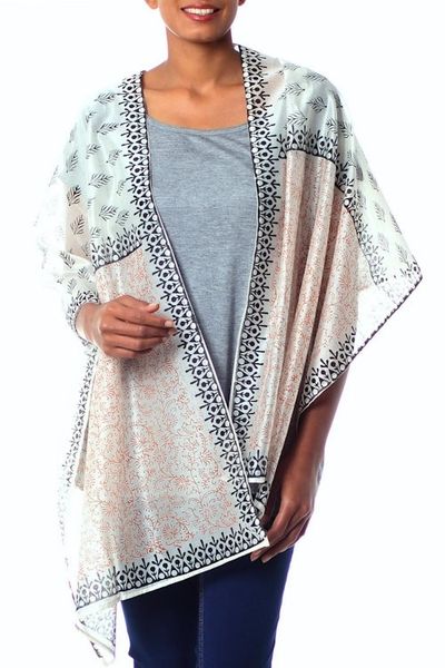 Alternate image for Floral Silk Blend Cotton Patterned Shawl Myriad Vines