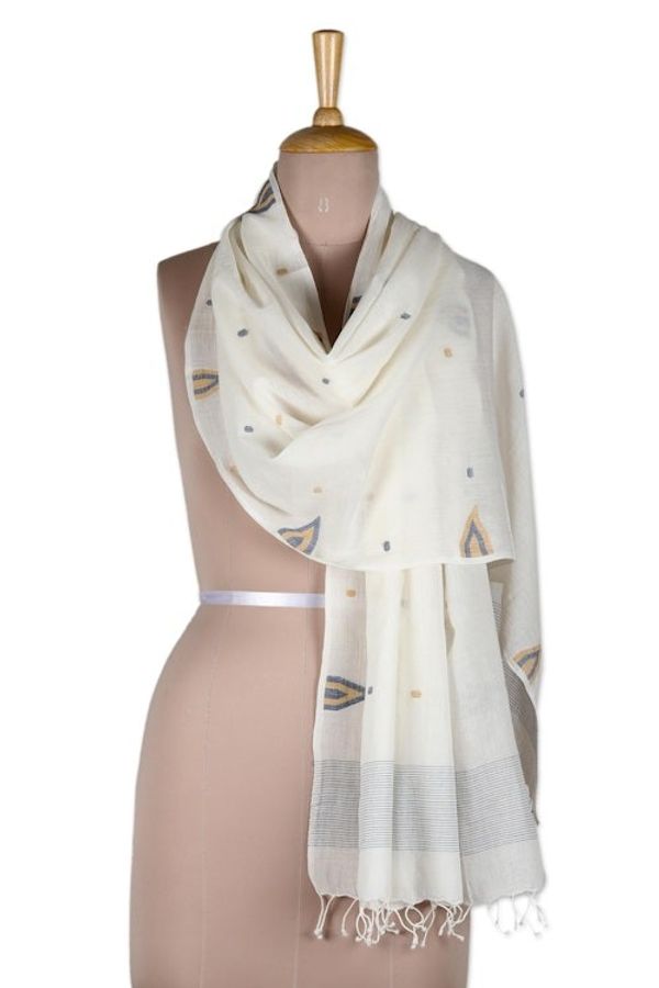 Alternate image for Hand Made Cotton Muslin and Silk Shawl Rustic Touch
