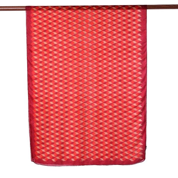 Alternate image for Silk Shawl with Claret Geometric Motifs from India Claret Steps