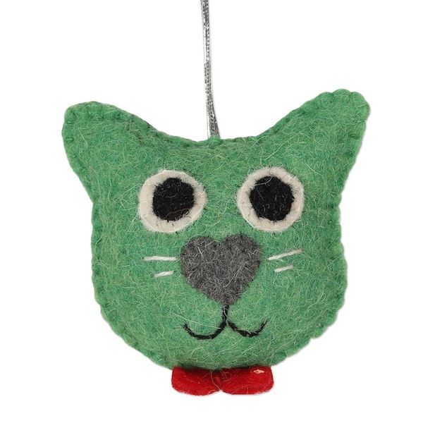 Alternate image for Set of 6 Wool Felt Stuffed Cat Ornaments Dapper Cats