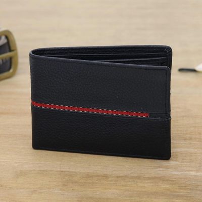 Alternate image for Black Leather Wallet for Men with Multiple Pockets Suave in Red