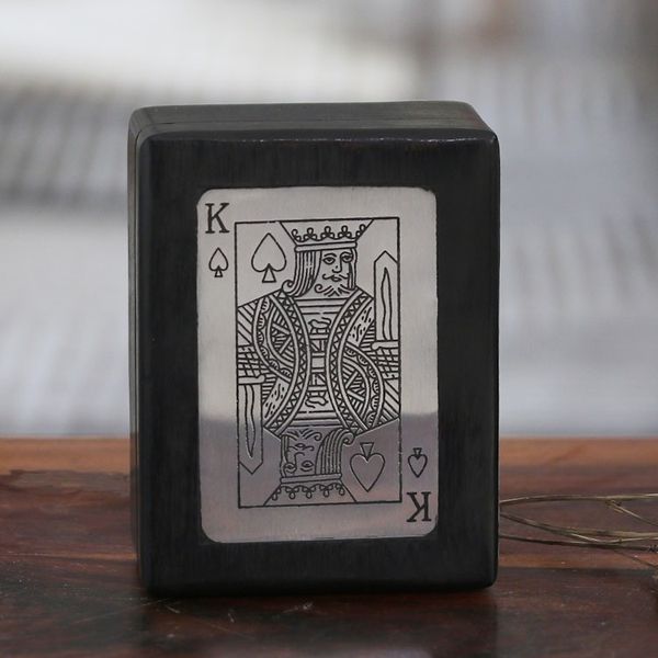 Alternate image for Handcrafted Acacia Wood Deck Box with Playing Cards Challenging Luck