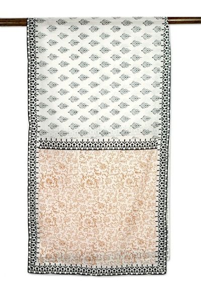 Alternate image for Floral Silk Blend Cotton Patterned Shawl Myriad Vines