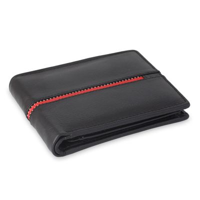 Alternate image for Black Leather Wallet for Men with Multiple Pockets Suave in Red