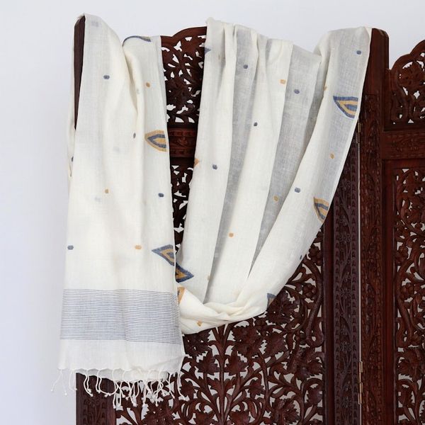 Alternate image for Hand Made Cotton Muslin and Silk Shawl Rustic Touch