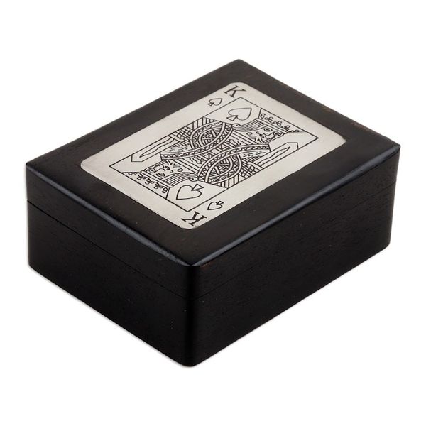 Alternate image for Handcrafted Acacia Wood Deck Box with Playing Cards Challenging Luck