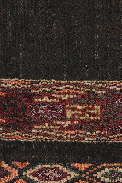 Alternate image for Woven Fringed Jamawar Wool Shawl in Black Yellow and Green Geometric Beauty