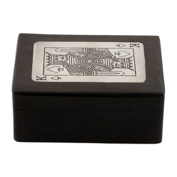 Alternate image for Handcrafted Acacia Wood Deck Box with Playing Cards Challenging Luck