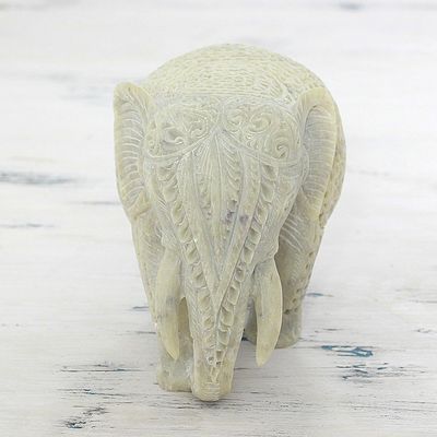 Alternate image for Hand Carved Soapstone Elephant Figurine from India Elephant Grandeur