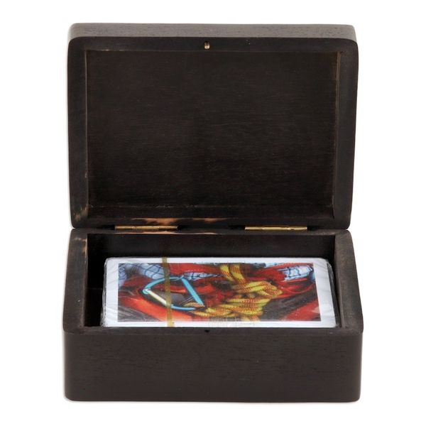 Alternate image for Handcrafted Acacia Wood Deck Box with Playing Cards Challenging Luck