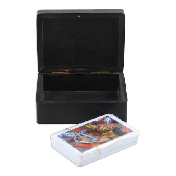 Alternate image for Handcrafted Acacia Wood Deck Box with Playing Cards Challenging Luck