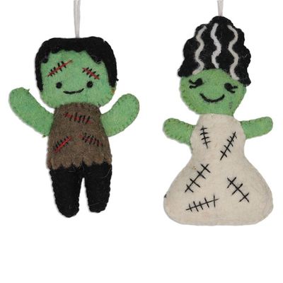 Alternate image for Set of 9 Handmade Wool Haunted Halloween Ornaments Halloween Haunts