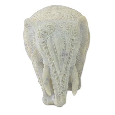 Alternate image for Hand Carved Soapstone Elephant Figurine from India Elephant Grandeur