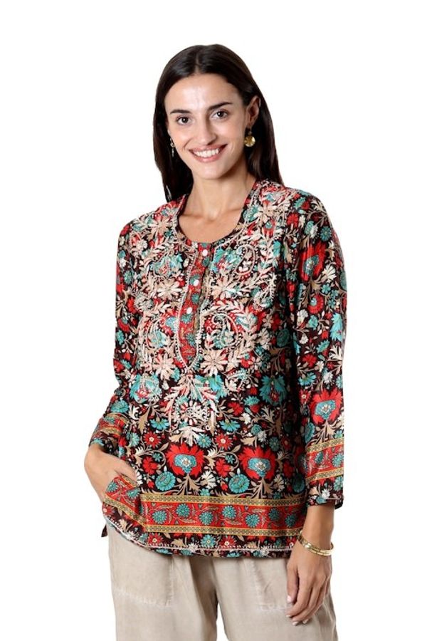 Alternate image for Multicolored Tunic with Hand-Embroidered Chikankari Royal Palace