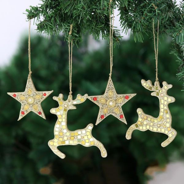 Alternate image for Reindeer and Star Ornaments Set of 4 Dazzling Noel