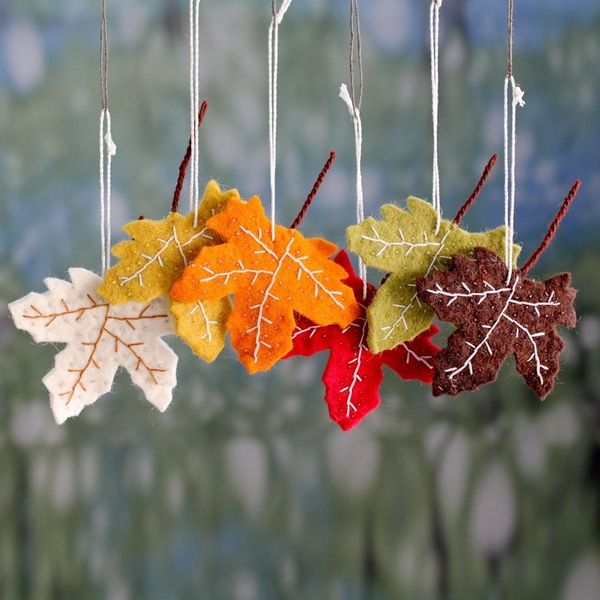 Alternate image for Handcrafted Holiday Leaf Ornaments from India Set of 6 Maple Glory