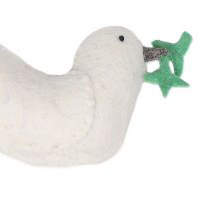 Alternate image for Wool Felt Ivory Dove Tree Topper from India Message of Peace