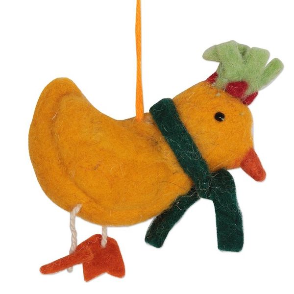Alternate image for Handcrafted Wool Felt Chicken Geese Ornaments Set of 6 Fine Feathered Friends
