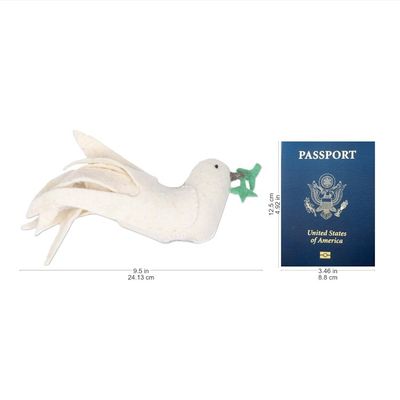 Alternate image for Wool Felt Ivory Dove Tree Topper from India Message of Peace