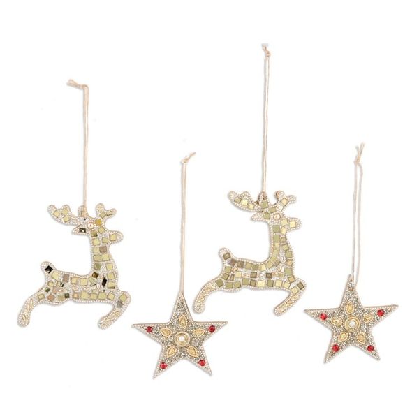 Alternate image for Reindeer and Star Ornaments Set of 4 Dazzling Noel