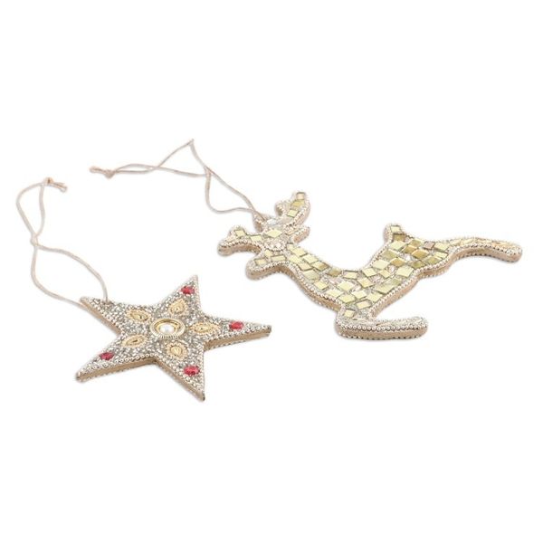 Alternate image for Reindeer and Star Ornaments Set of 4 Dazzling Noel
