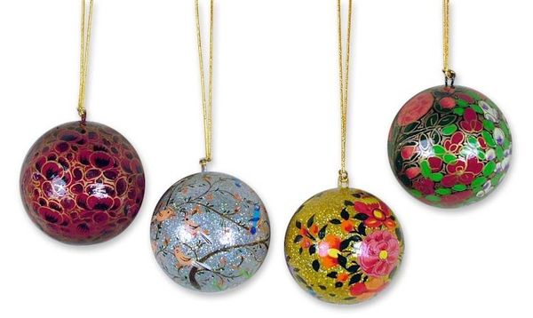 Alternate image for Collectible Christmas Papier Mache Bird Ornaments Set of 4 Joyful Melody