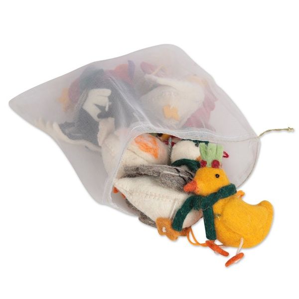 Alternate image for Handcrafted Wool Felt Chicken Geese Ornaments Set of 6 Fine Feathered Friends