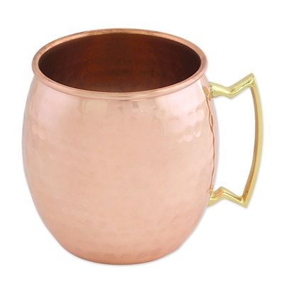 Alternate image for Set of Four Hand Crafted Copper and Brass Mugs from India Tavern Style