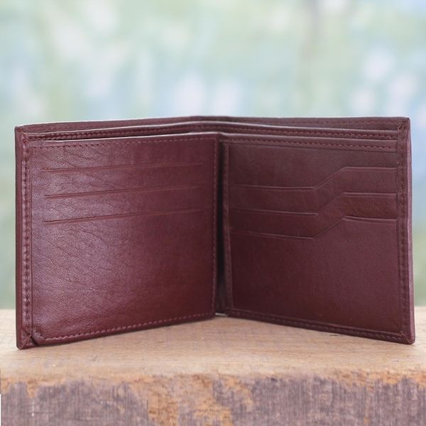 Alternate image for Artisan Crafted Mens Leather Wallet in Cordovan Bengal Cordovan