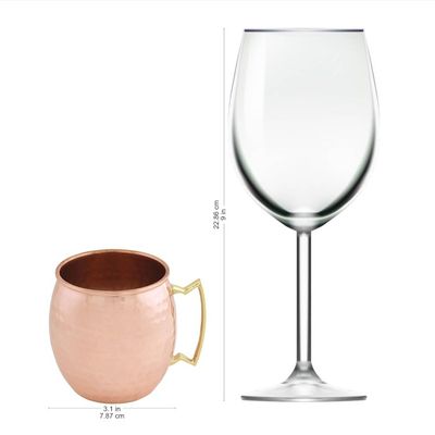 Alternate image for Set of Four Hand Crafted Copper and Brass Mugs from India Tavern Style