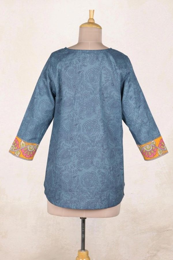 Alternate image for Block-Printed Cotton Tunic with Paisley Motif Paisley Buds