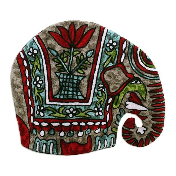 Alternate image for Indian Chain Stitched 100 Wool and Cotton Elephant Tea Cozy Marching Elephant in Red