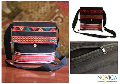 Alternate image for Indian Embroidered Cotton Shoulder Bag  Celebration