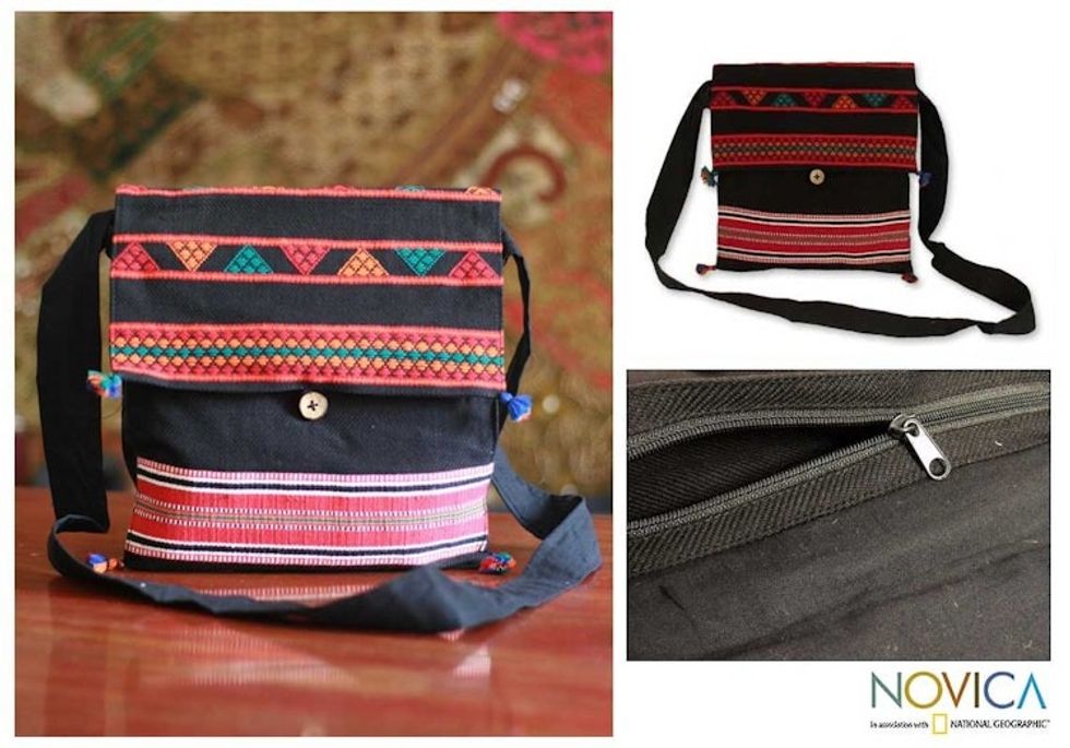 Indian Embroidered Cotton Shoulder Bag 'Celebration'