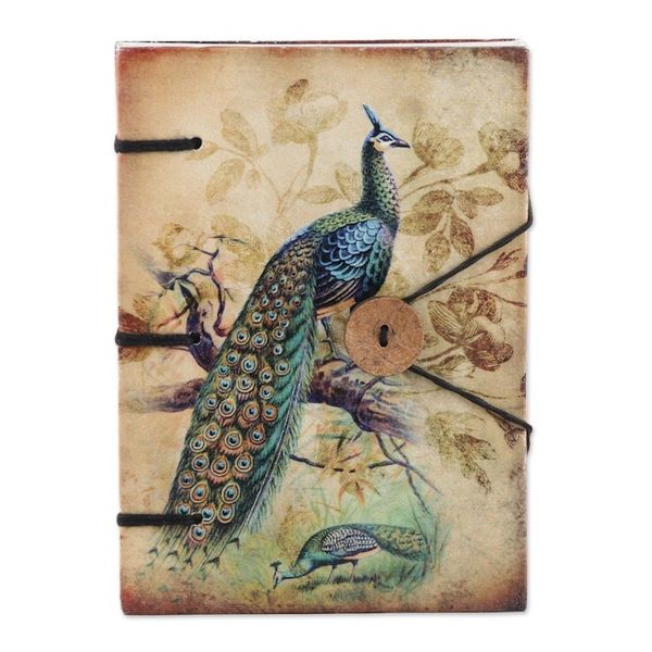 Alternate image for Handmade Paper Journal with Screen-Printed Cover Feather Light