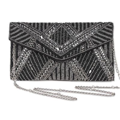 Alternate image for Metallic and Black Beaded Evening Handbag from India Gleaming Glamour