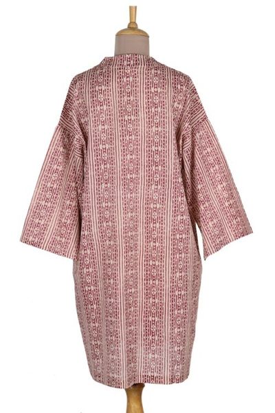 Alternate image for Hand Made Screen Printed Cotton Kimono Jacket Berry Charm