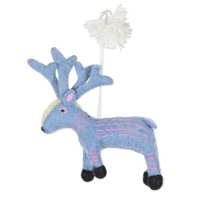 Alternate image for Set of 4 Wool Felt Holiday Reindeer Ornaments Reindeer Games