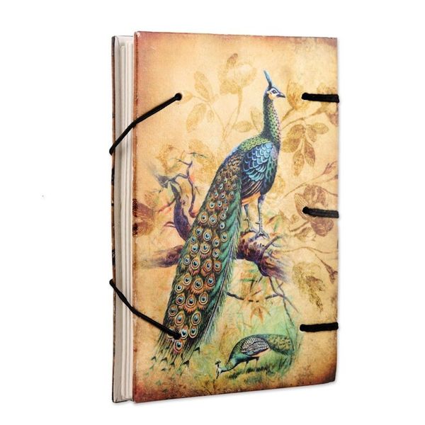 Alternate image for Handmade Paper Journal with Screen-Printed Cover Feather Light