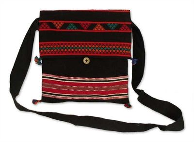 Alternate image for Indian Embroidered Cotton Shoulder Bag  Celebration
