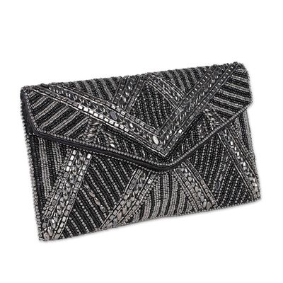 Alternate image for Metallic and Black Beaded Evening Handbag from India Gleaming Glamour
