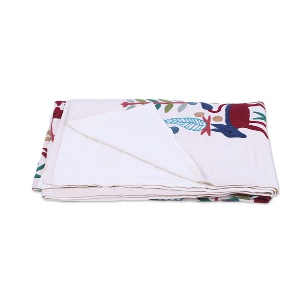 Alternate image for Animal Themed Twin Bedspread Hand Woven in India Jungle Frolic