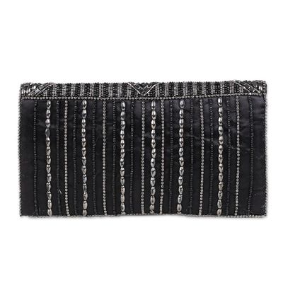 Alternate image for Metallic and Black Beaded Evening Handbag from India Gleaming Glamour
