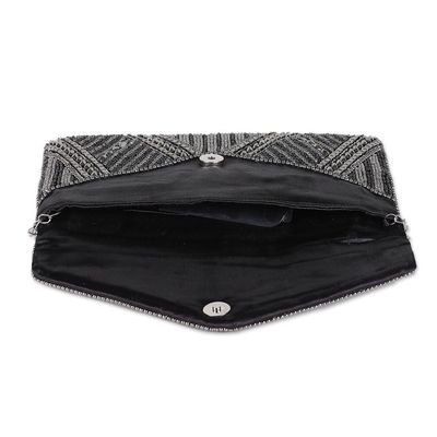 Alternate image for Metallic and Black Beaded Evening Handbag from India Gleaming Glamour