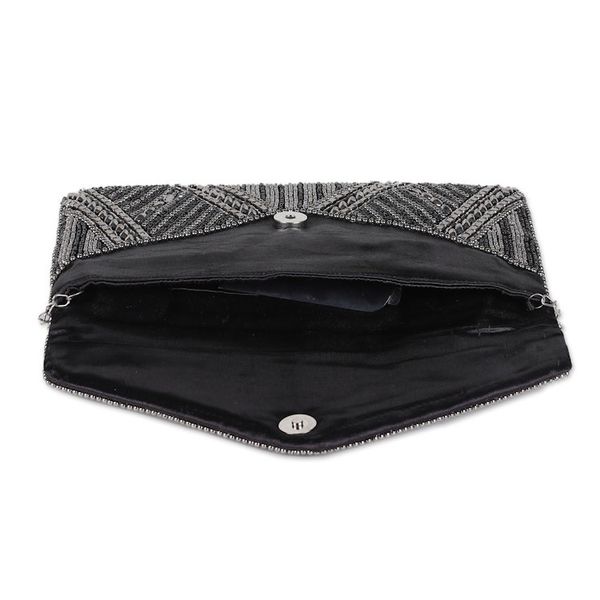 Alternate image for Metallic and Black Beaded Evening Handbag from India Gleaming Glamour