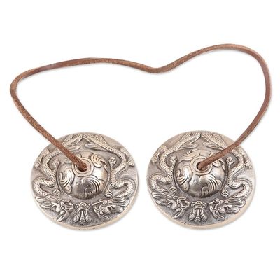 Alternate image for Leather-Accented Brass Meditation Cymbals Safe and Sound