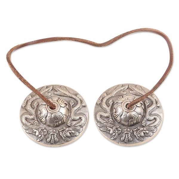Alternate image for Leather-Accented Brass Meditation Cymbals Safe and Sound