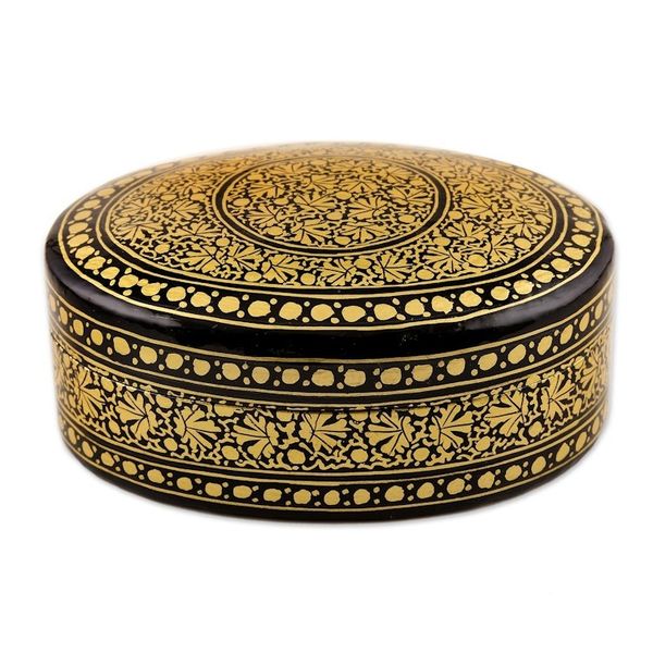 Alternate image for Exquisite Black and Gold Decorative Box Kashmir Opulence