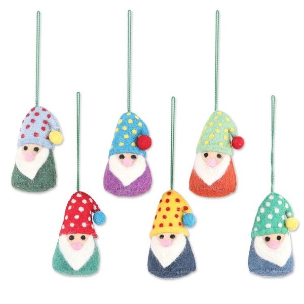 Alternate image for Wool Felt Holiday Ornaments Set of 6 Nordic Gnomes